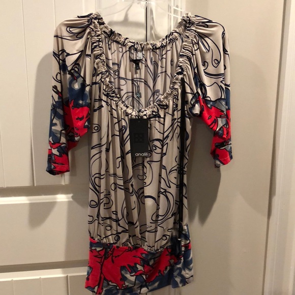 Analili Tops - CLOSET CLOSING ! 2morrow Morning ! NWT High -end topTan/ Red/ Blu by: analili